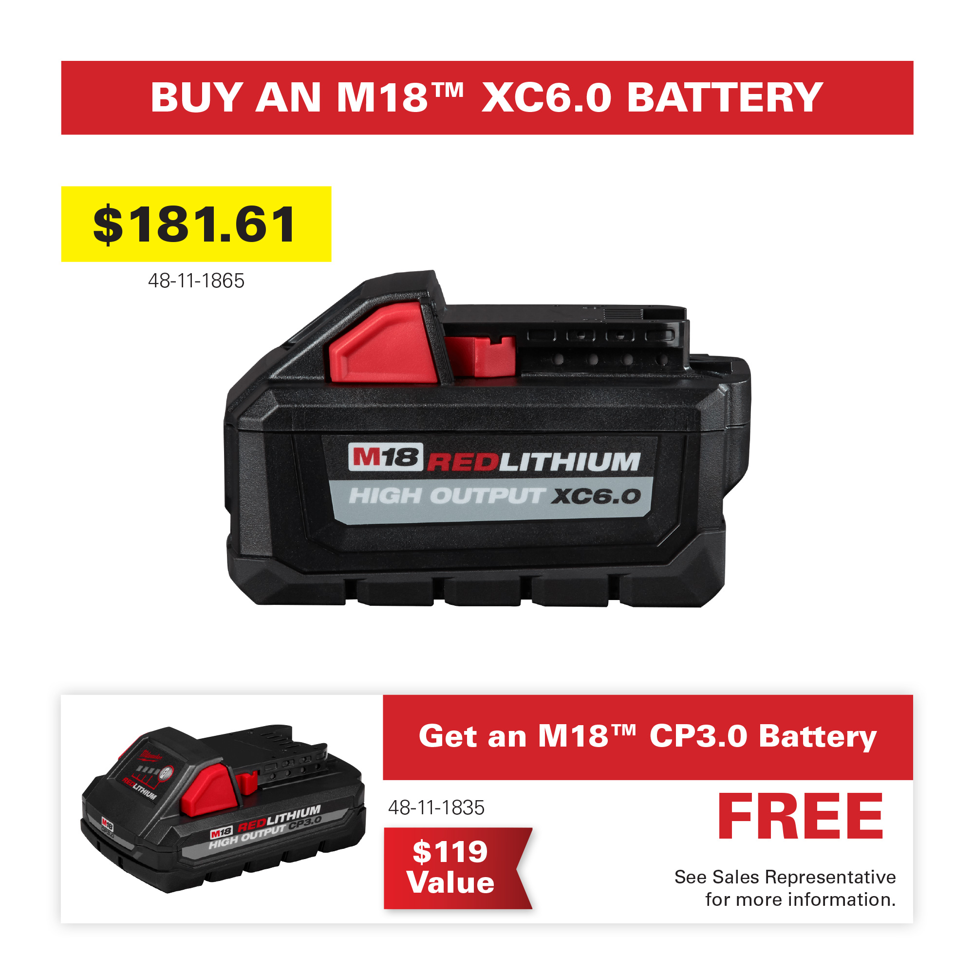 Milwaukee Tool Promo M18 XC6.0 Battery
