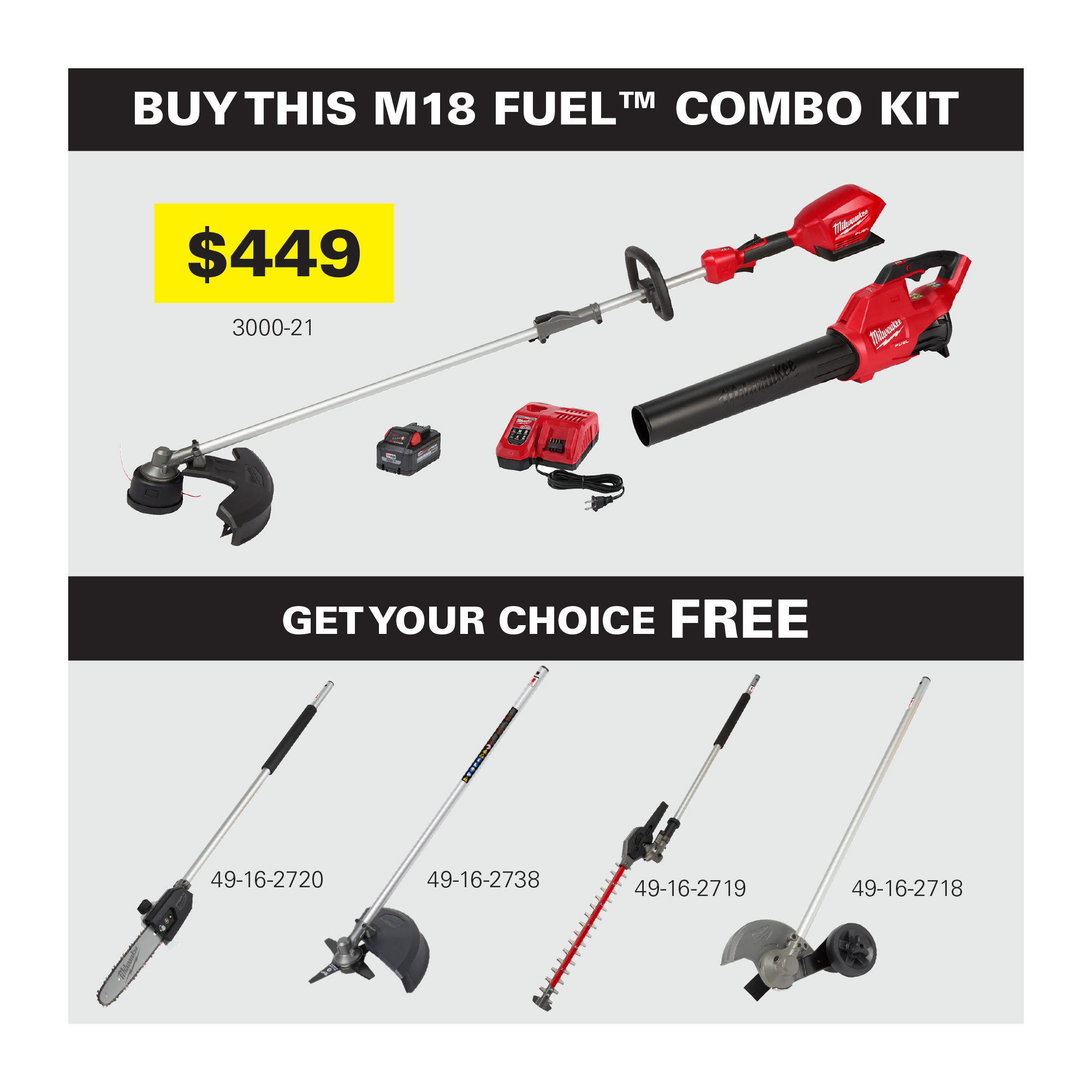 Buy M18 Fuel Combo Kit get FREE Attachment