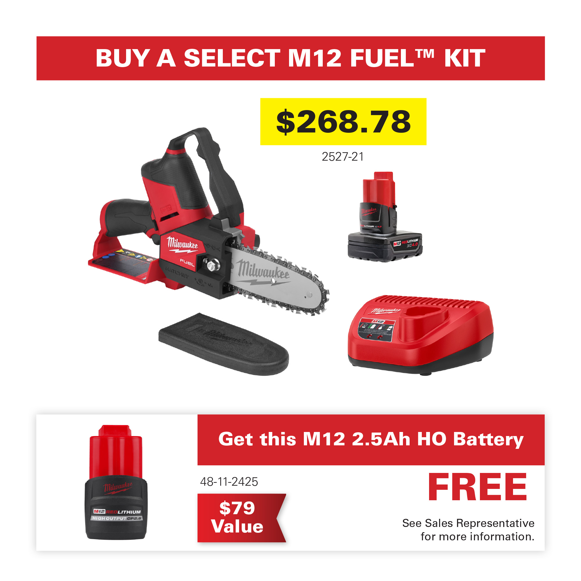 Buy M12 Fuel Kit get FREE Battery