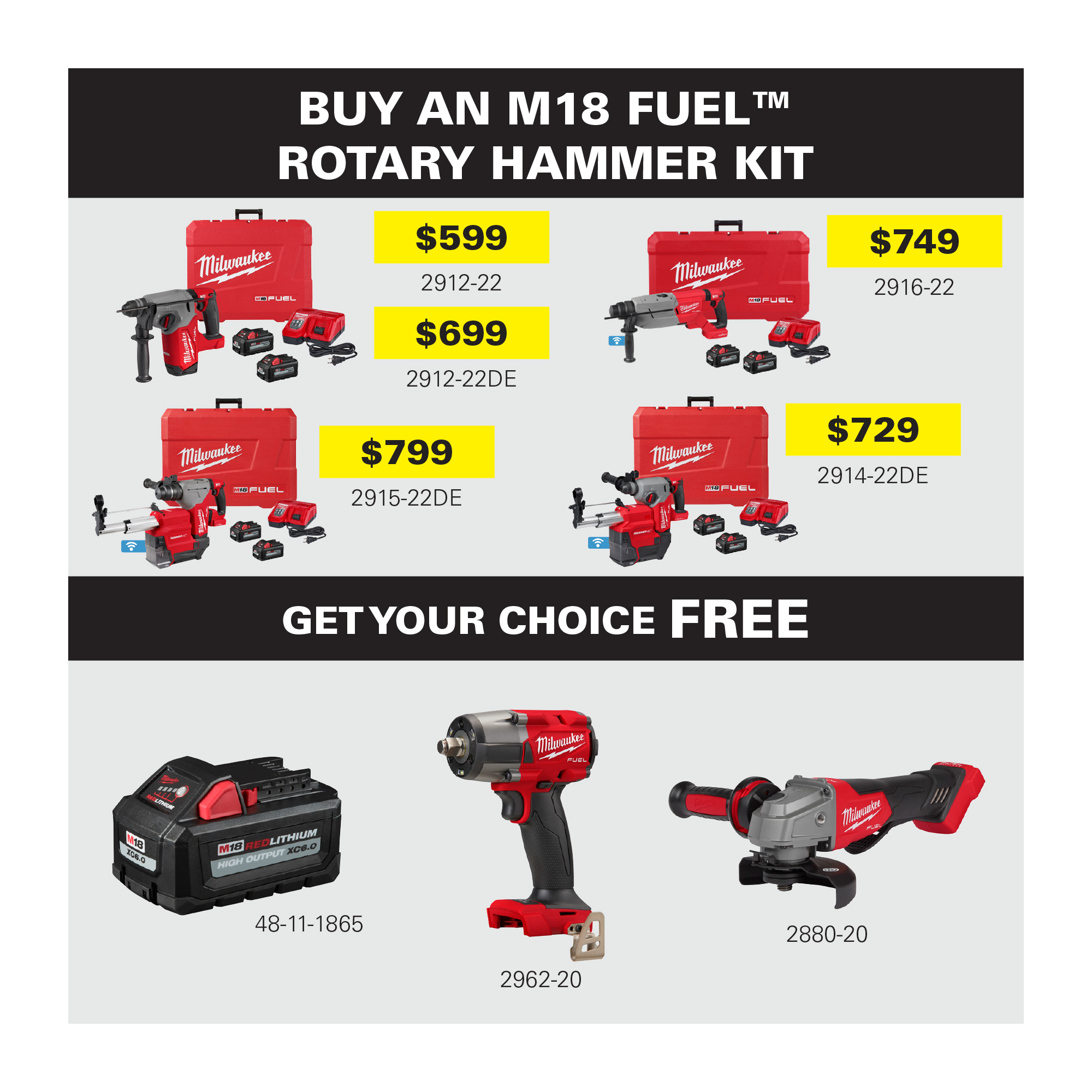 Milwaukee M18 Fuel Rotary Hammer Kit Promo