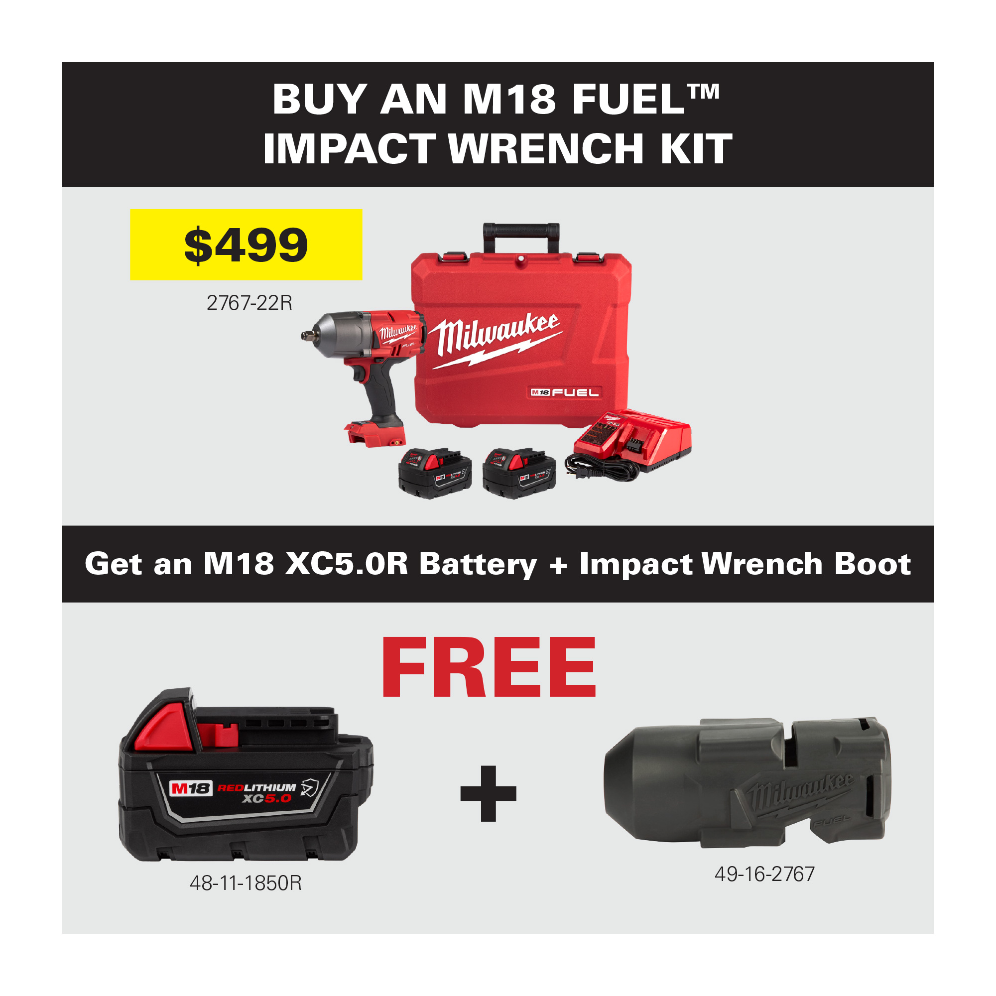 Milwaukee M18 Fuel Impact Wrench Kit Promo