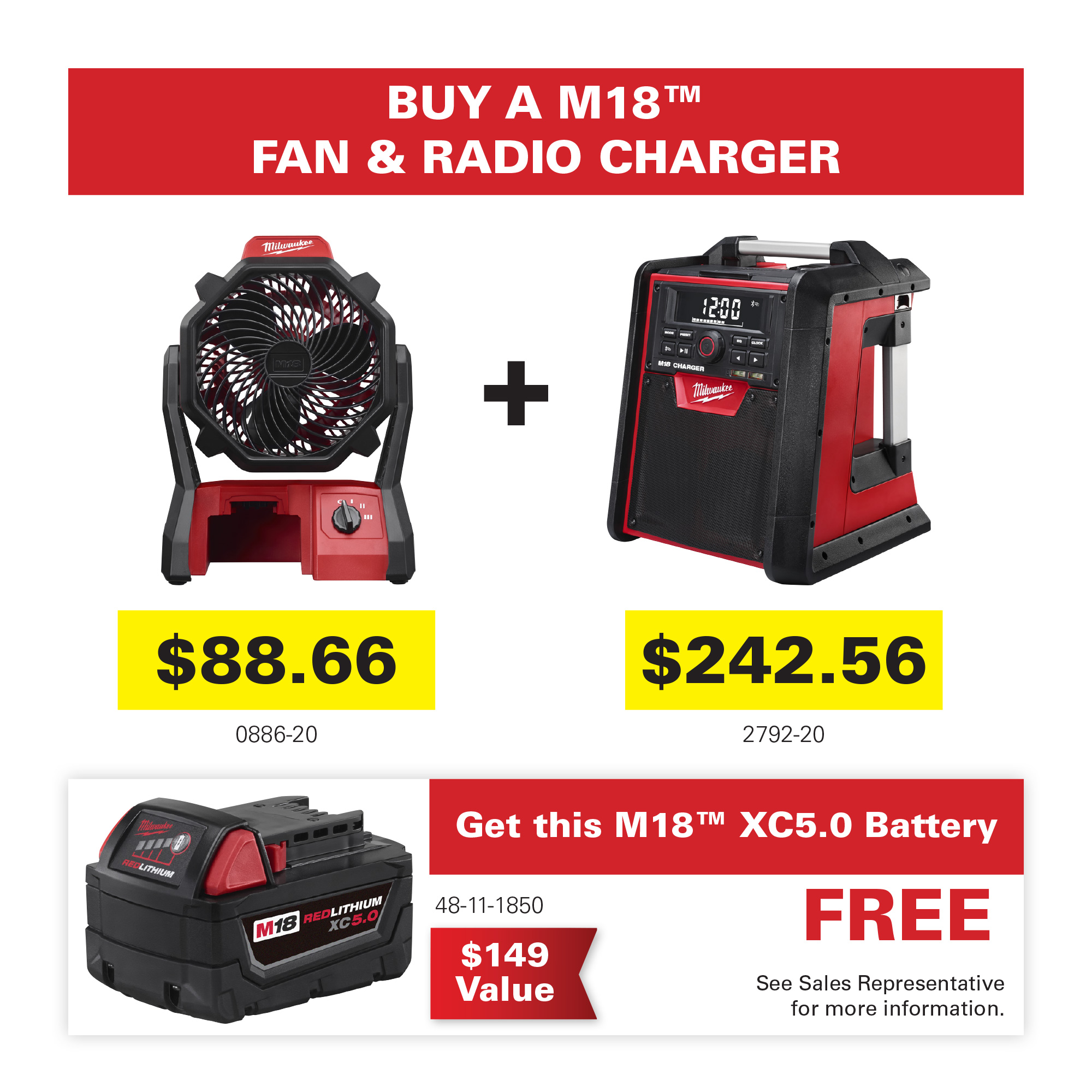 Milwaukee M18 Fan & Radio Charger Promo