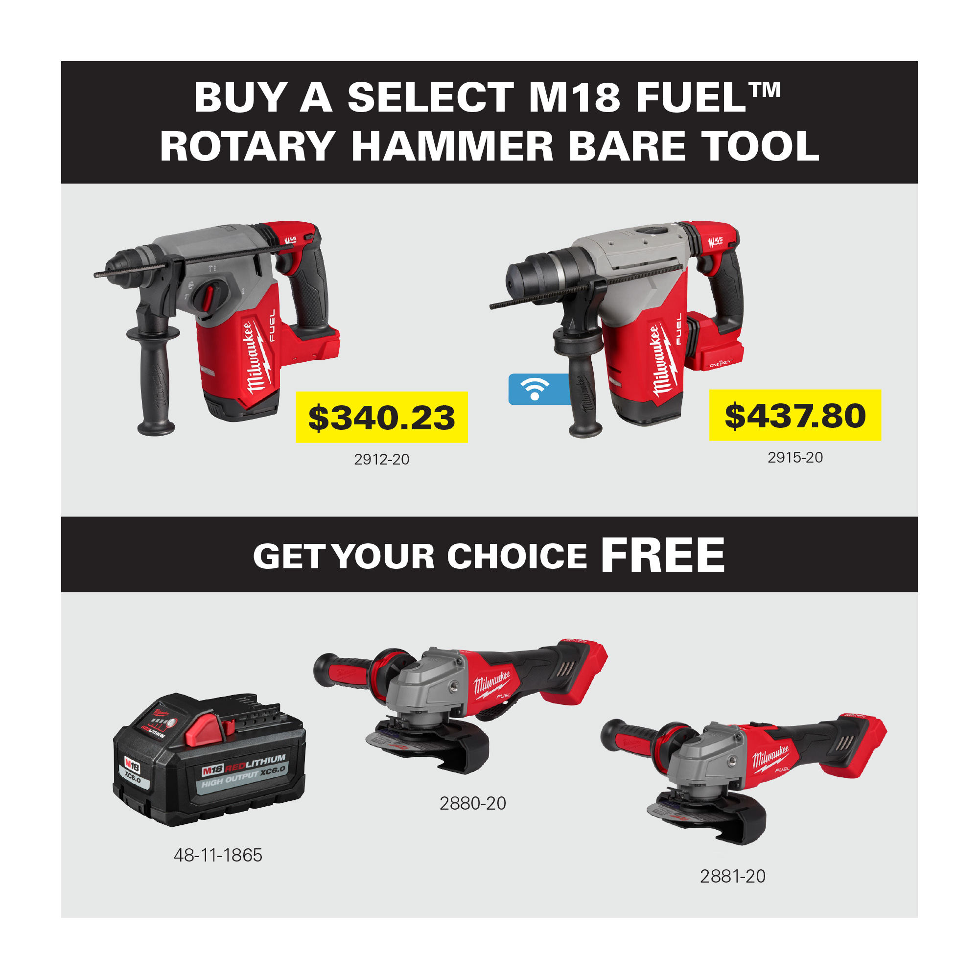 Milwaukee M18 Fuel Rotary Hammer Bare Tool Promo