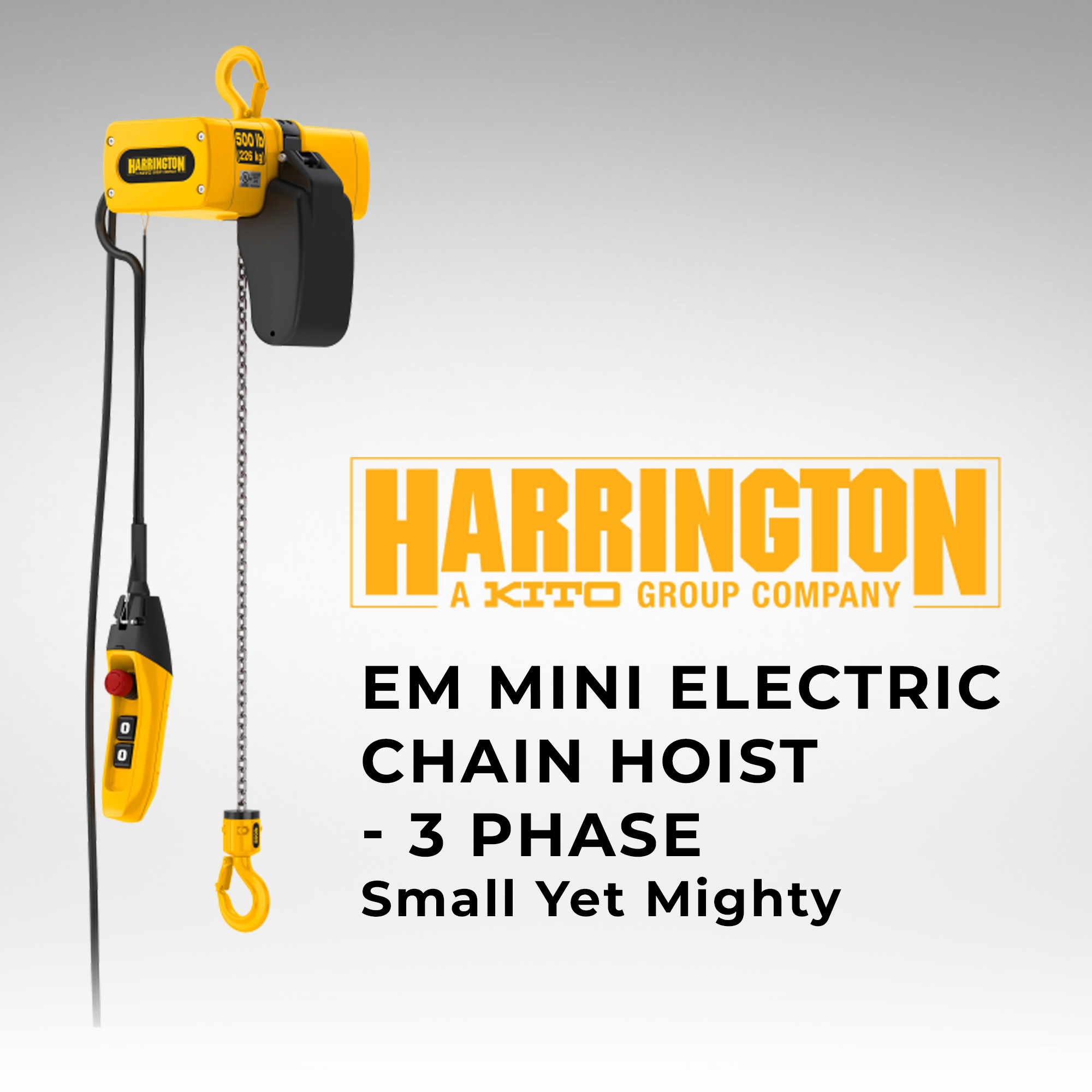 Harrington's EM Series three phase mini electric chain hoists